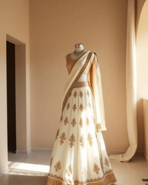 Peach Embroidered Lehenga Set
