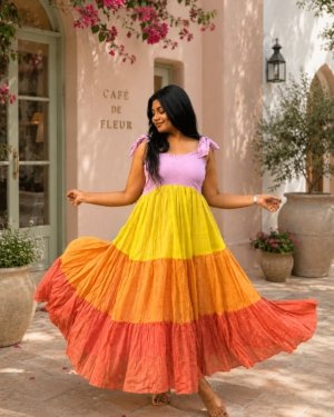 Floral Applique Tulle Gown