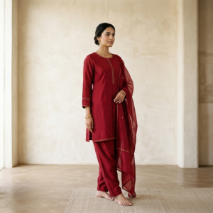 Deep Red Georgette Salwar Suit