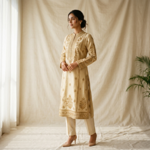 Gold Zari Embroidered Kurti